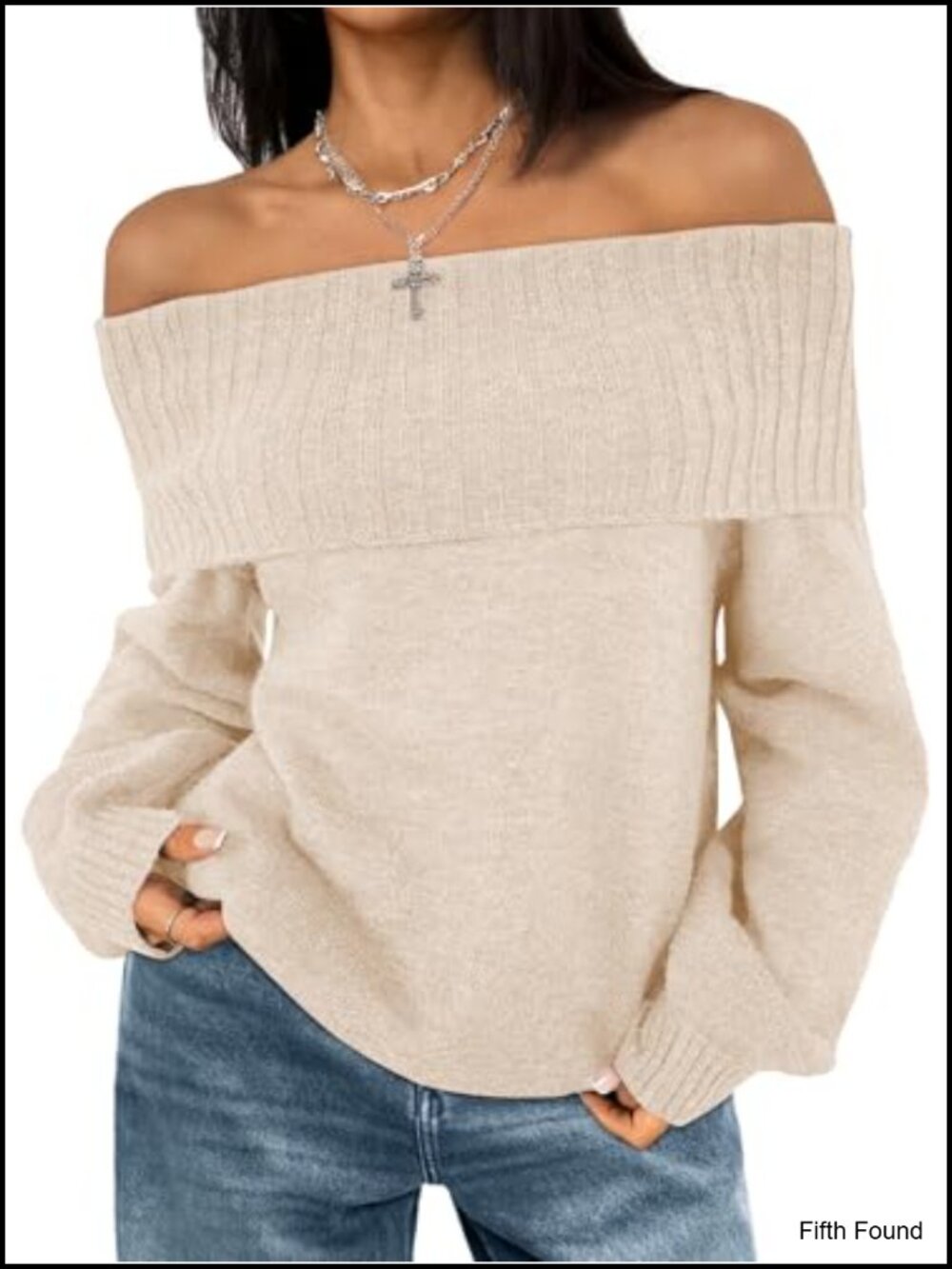 Womens Off The Shoulder Oversized Sweater Long Sleeve Loose Fit Pullover